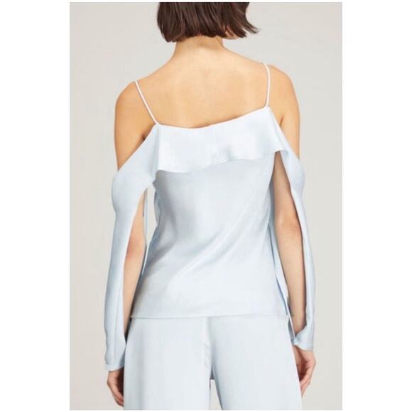 Jonathan Simkhai The Diane Satin Off Shoulder Top in Light Sky Women's Large NWT - Picture 2 of 11